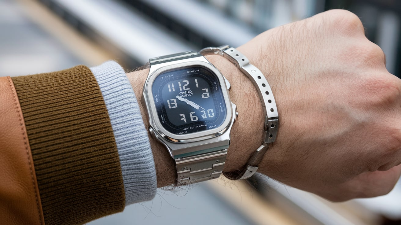 replacement watch band for casio 1206 curved stainless steel​